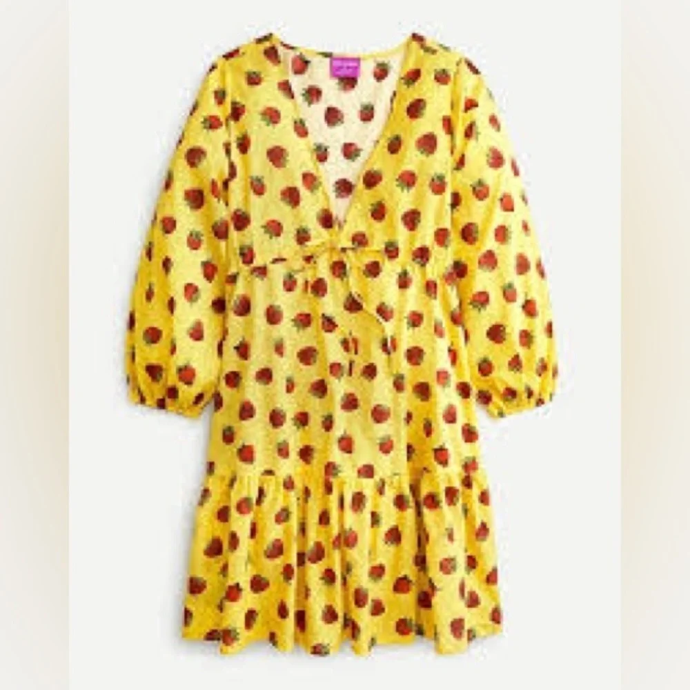 Edie Parker X J.Crew long-sleeve cover-up dress in strawberries (109)